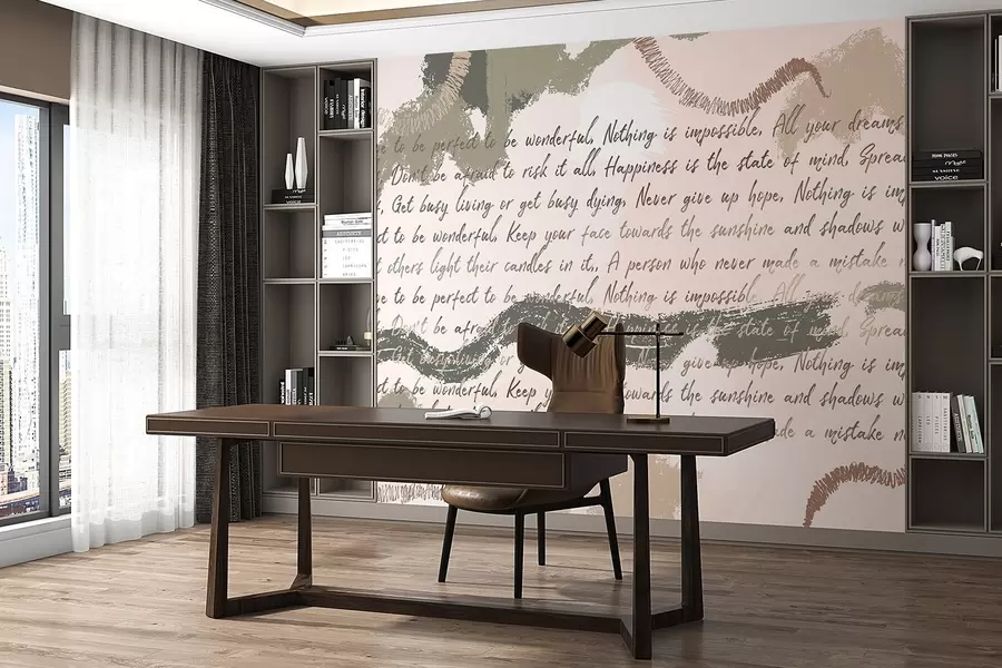 wall murals Дизајн са инспиративним цитатима, апстракцијом, природним бојама w03909