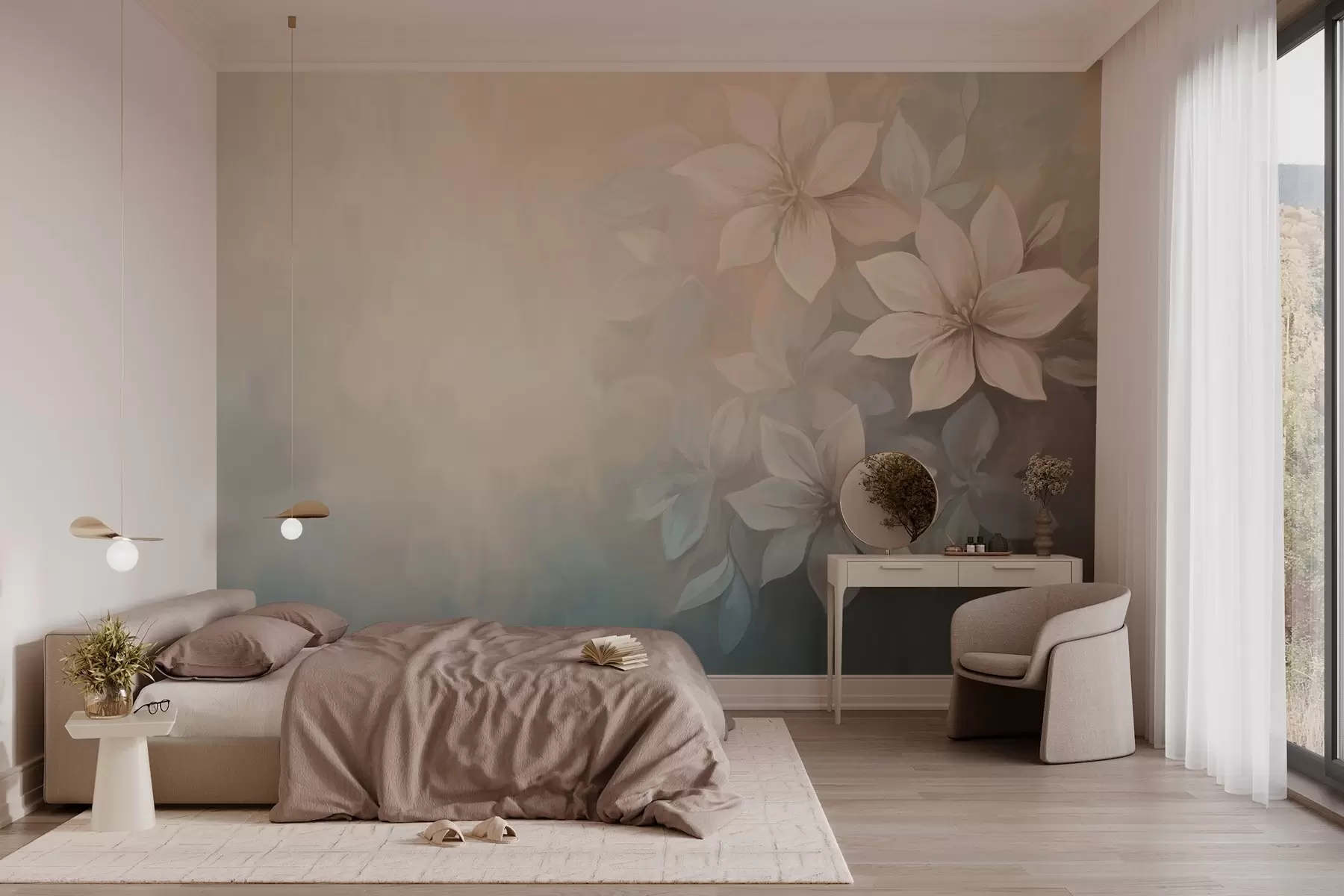 wall murals елегантно цвеће у стилу уљаног сликарства w03770