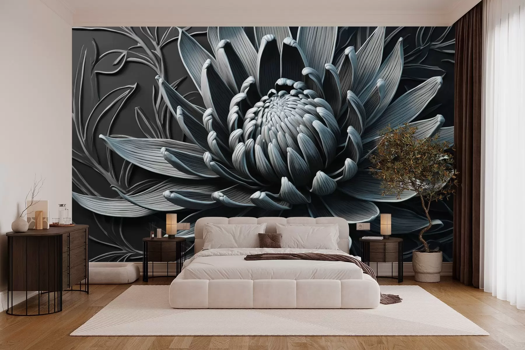 wall murals Цвет протеје, плава и црна боја w03930v2