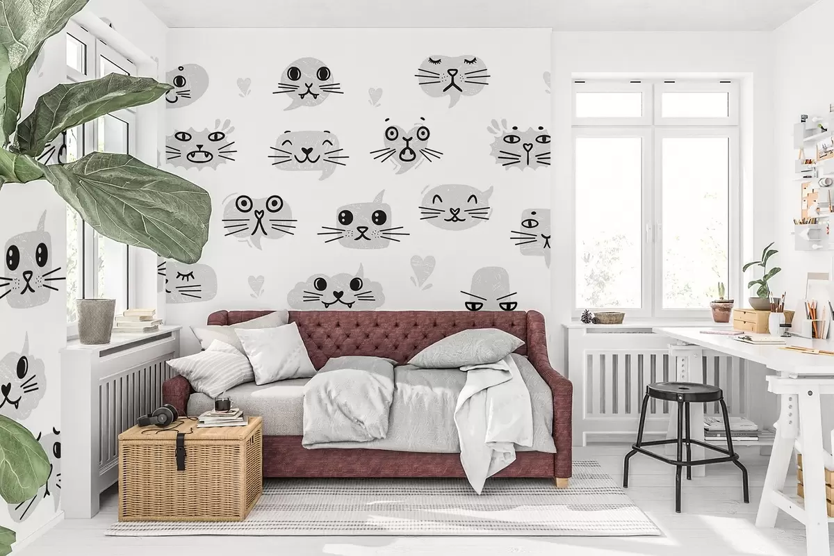 wall murals Монохроматска лица мачака w03951v5
