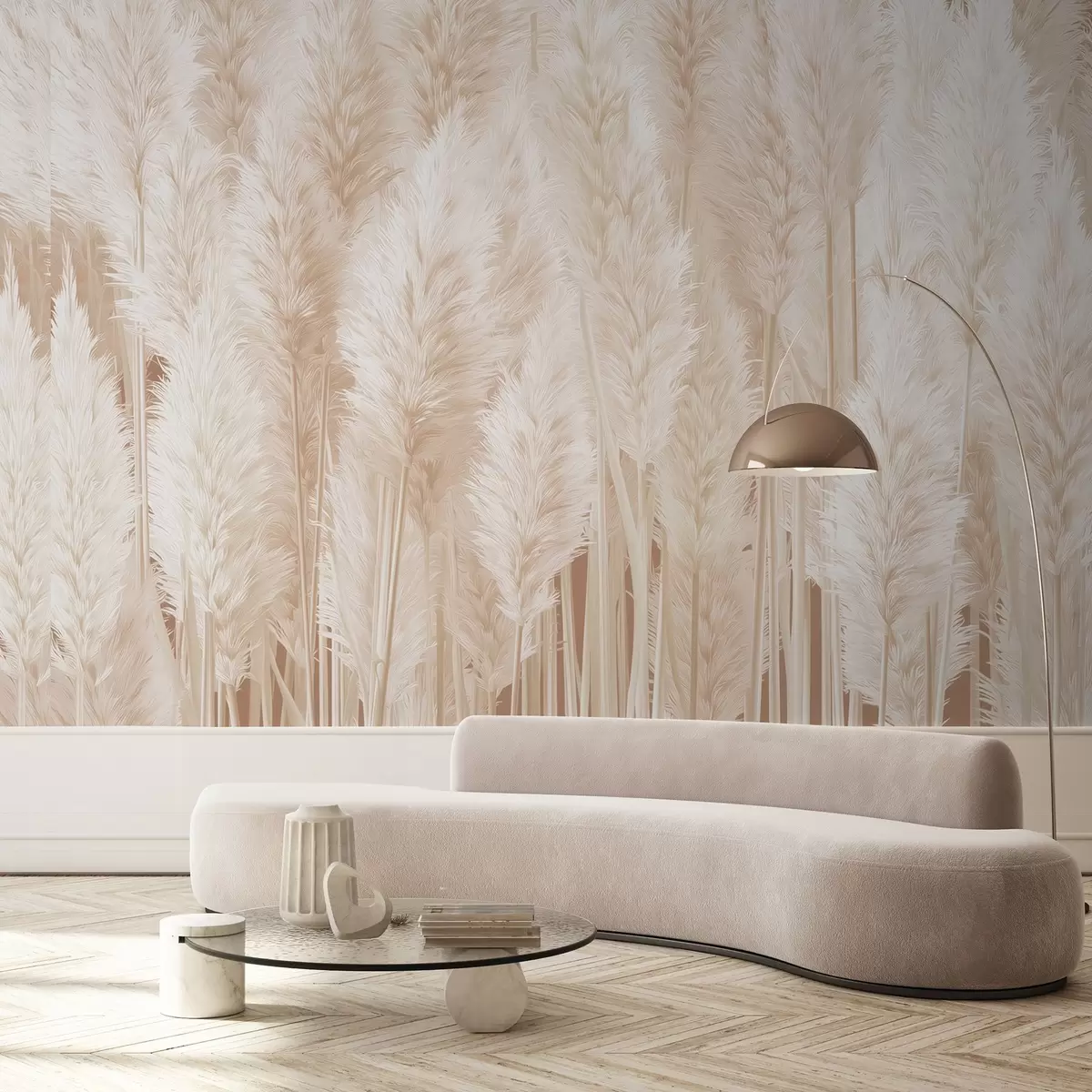 wall murals Пампас трава у беж тоновима w09126