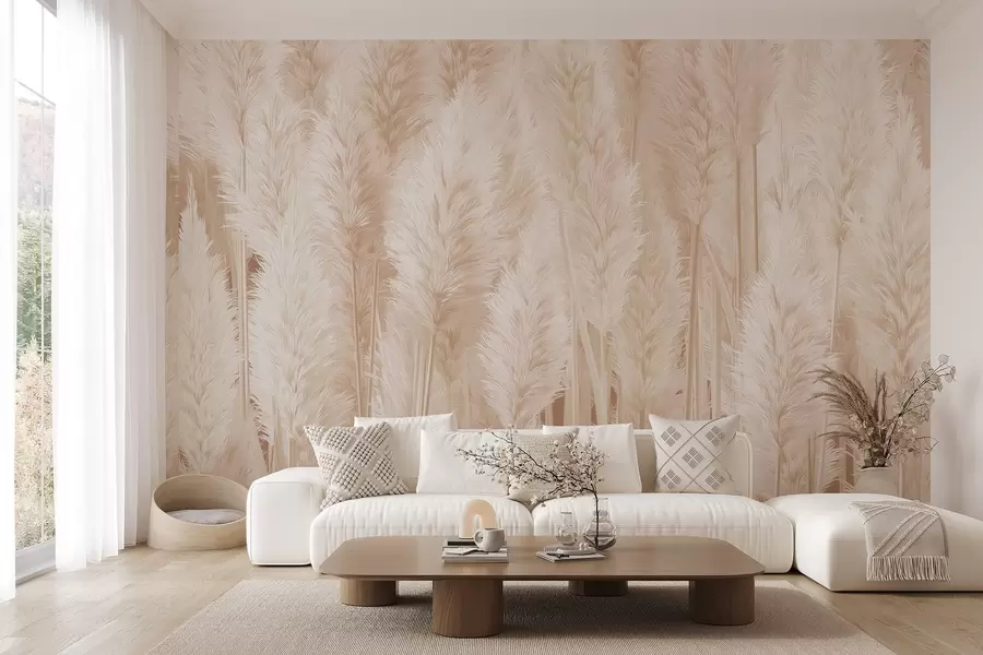 wall murals Пампас трава у беж тоновима w09126