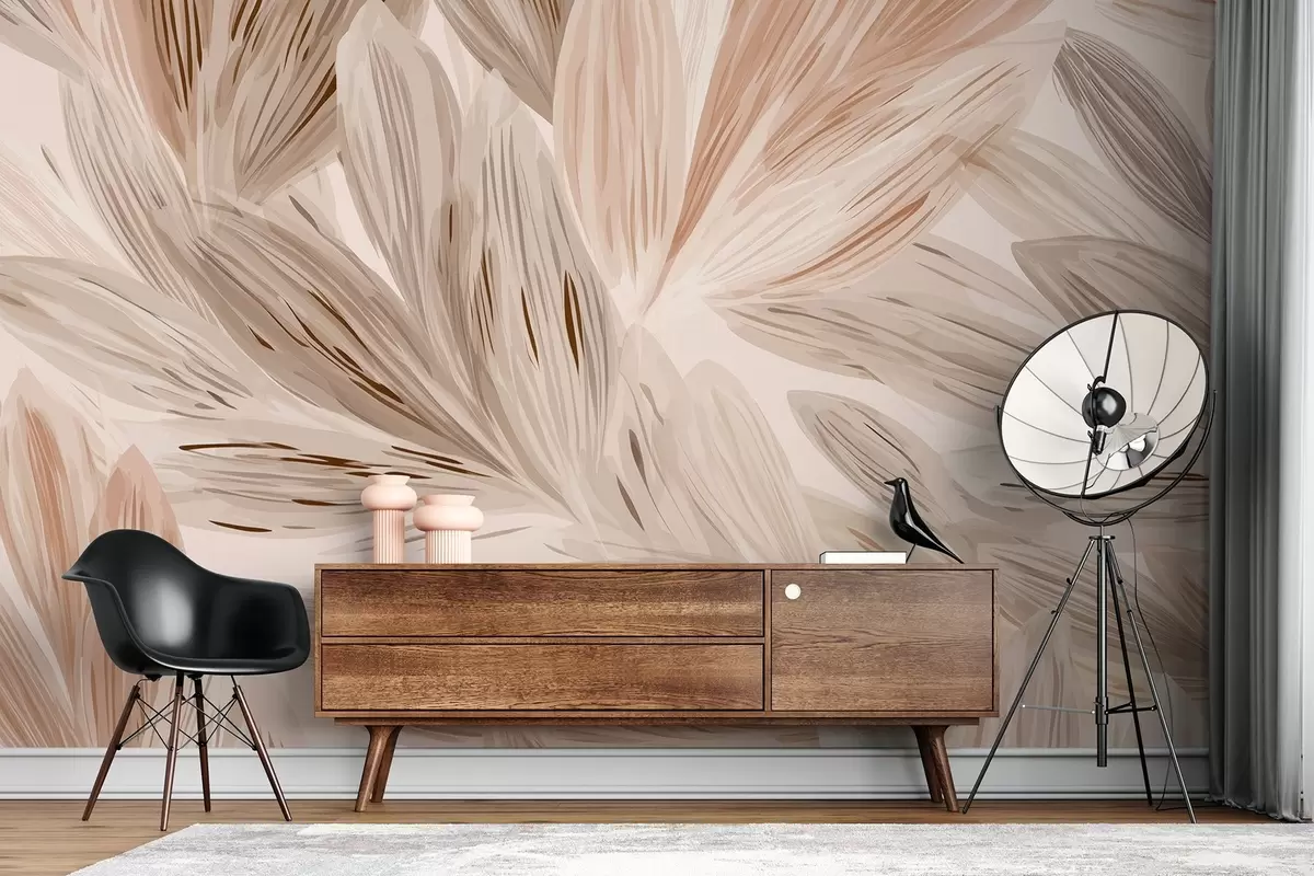 wall murals Беж биљке, лагана апстракција у стилу акварела w09127