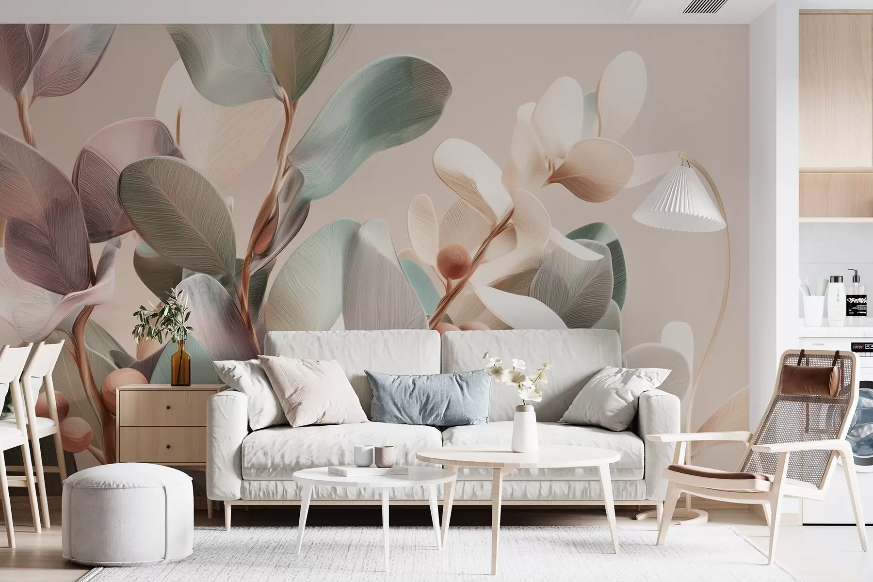 wall murals Биљке са бобицама у светлим пастелним тоновима w09128