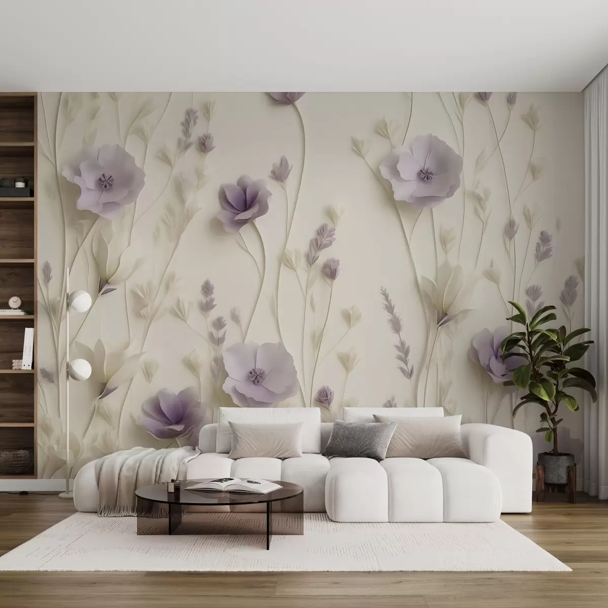 wall murals Нежни цветови јоргована на кремастој позадини w03993