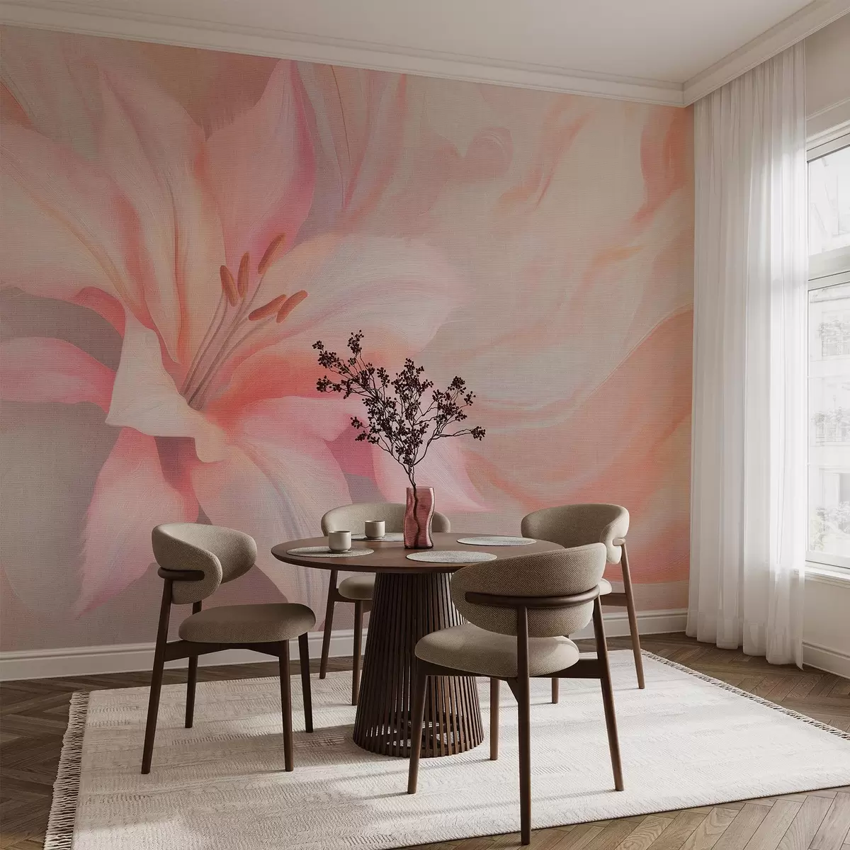 wall murals Флуидна апстракција цвета љиљана, цветни, шарени цртеж w04006