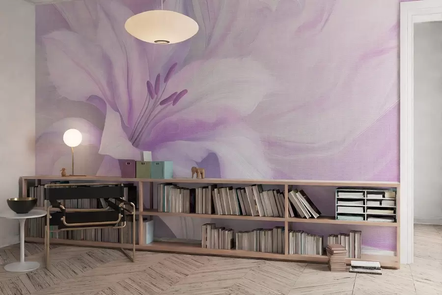 wall murals Флуидна апстракција цвета љиљана, цветне, љубичасте боје w04006v1