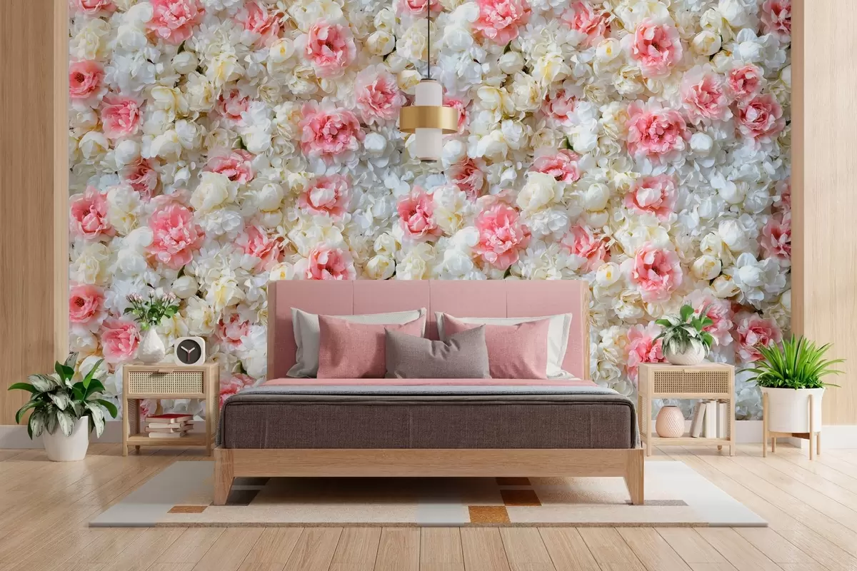 wall murals цветајући зид божура w03963