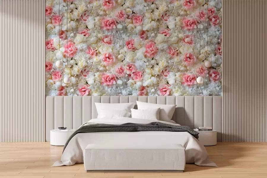 wall murals цветајући зид божура w03963