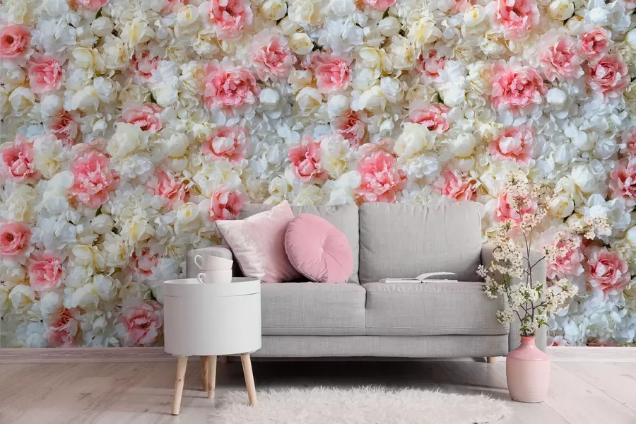 wall murals цветајући зид божура w03963