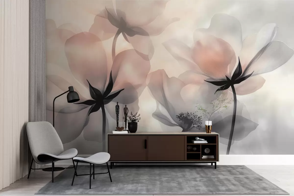 wall murals Апстрактно велико цвеће w04010