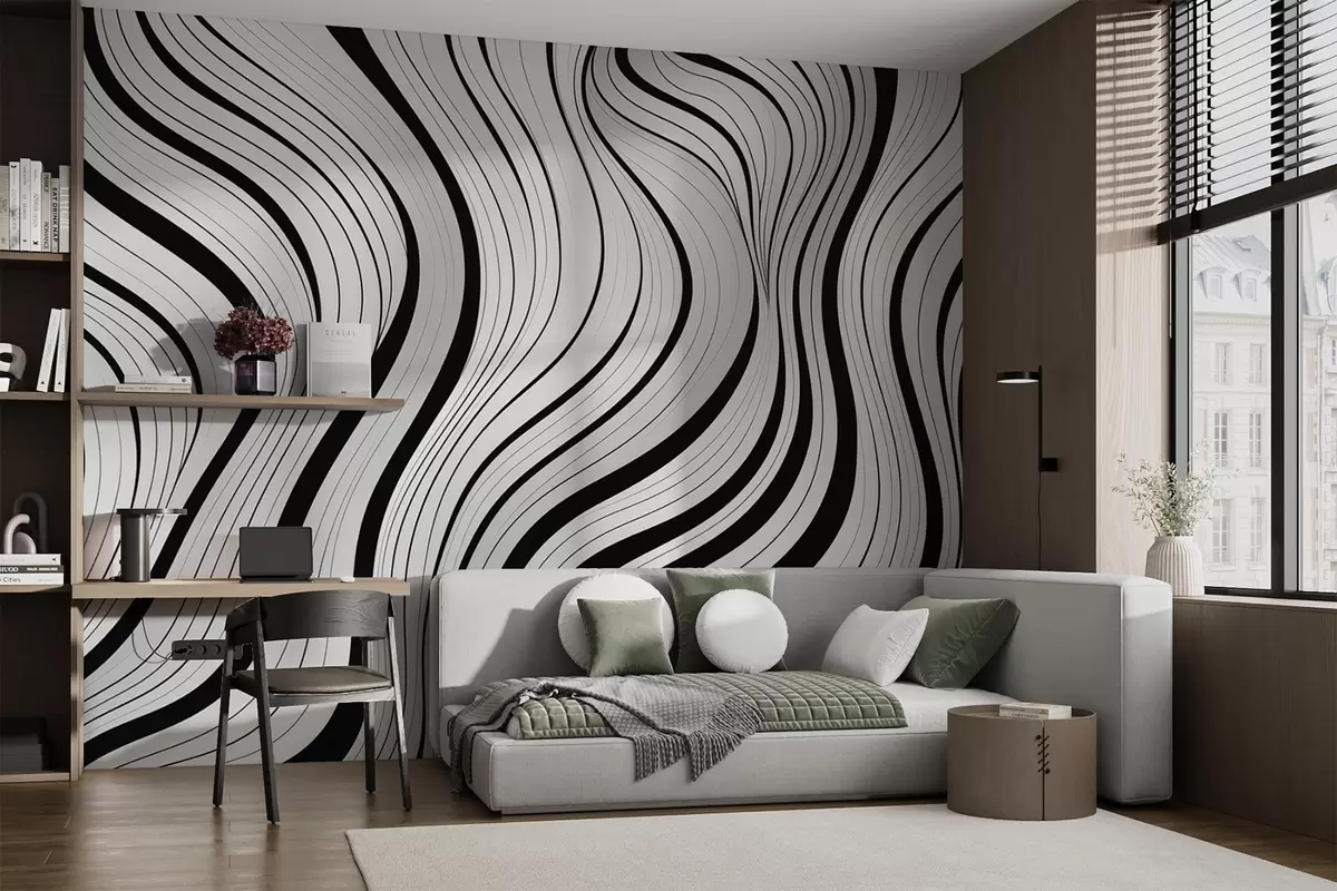 wall murals Апстрактни сиви таласи w04022