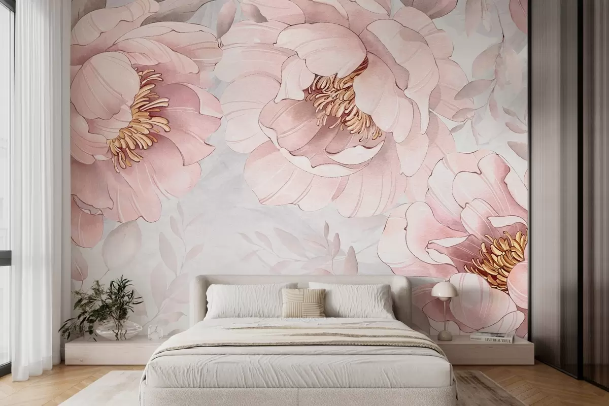 wall murals Акварел имитације божура w03932