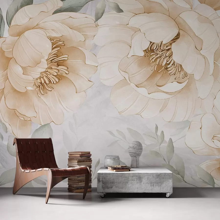 wall murals Акварел имитације жутих божура w03932v1