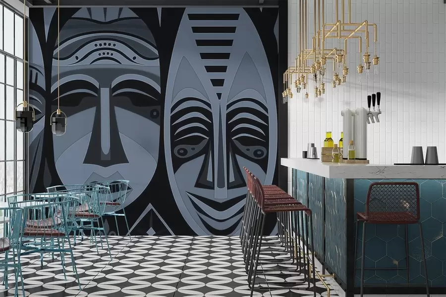 wall murals Афричке маске w04043v1