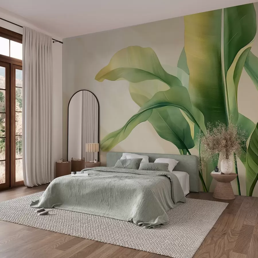 wall murals велики зелени тропски листови са стране w03959