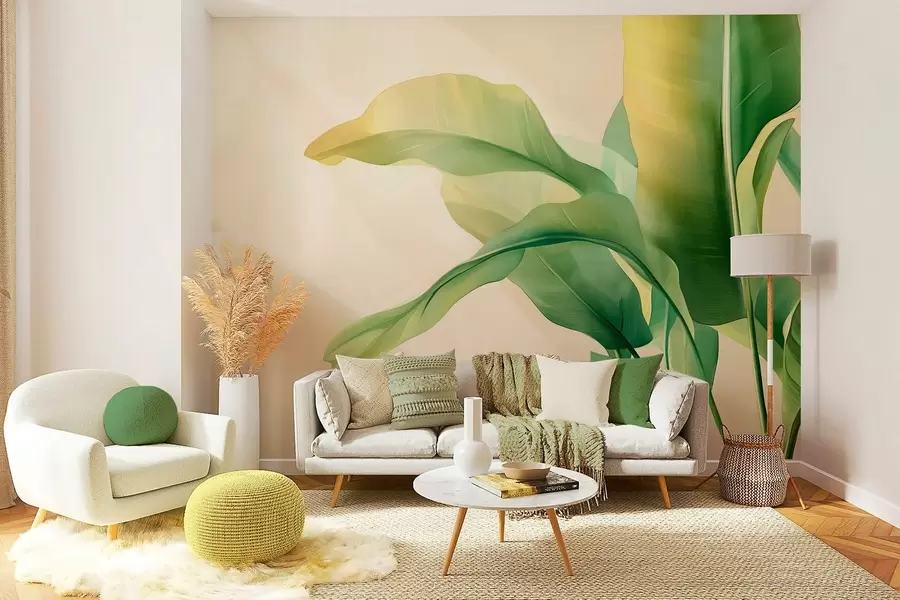 wall murals велики зелени тропски листови са стране w03959