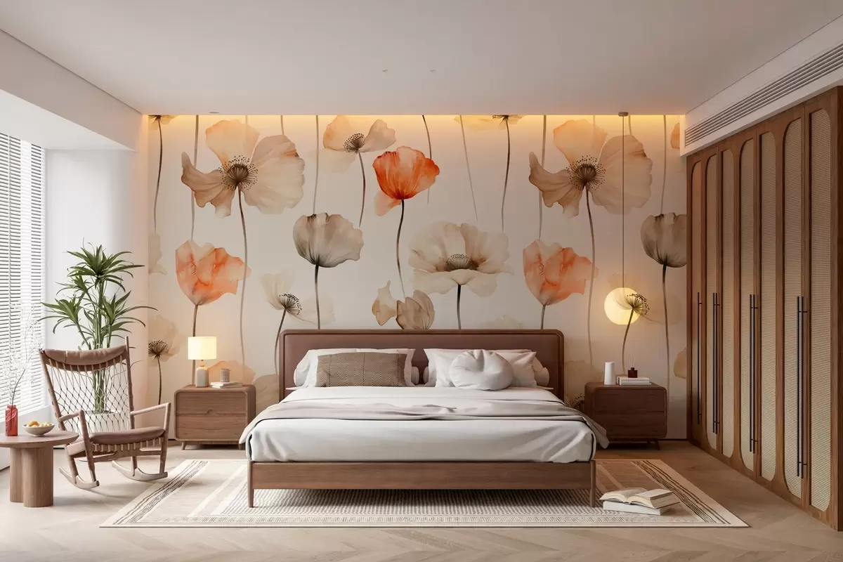 wall murals Коврџави макови у стилу акварела w04031