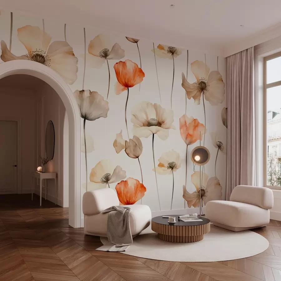 wall murals Коврџави макови у стилу акварела w04031