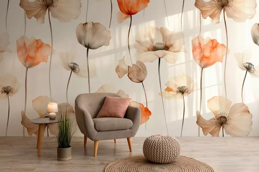 wall murals Коврџави макови у стилу акварела w04031