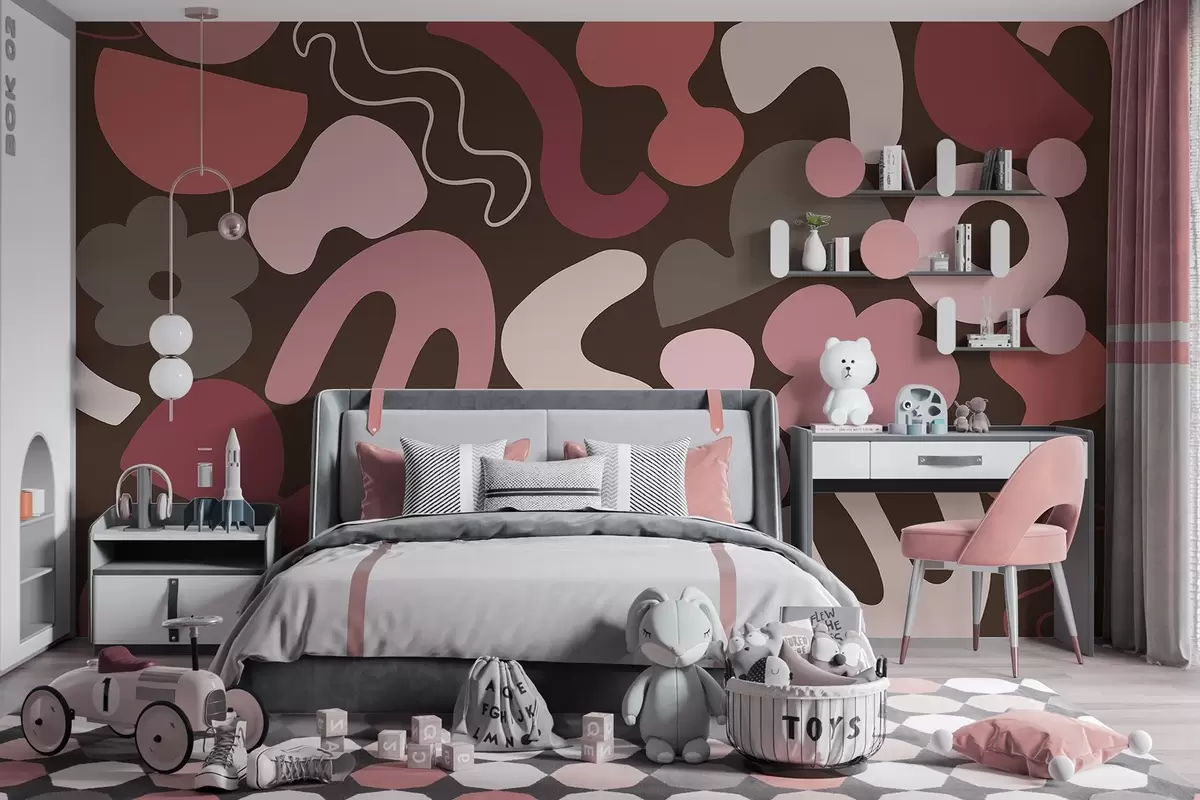 wall murals Геометријске фигуре, малолетничке, апстракција, тамно бордо позадина w04067