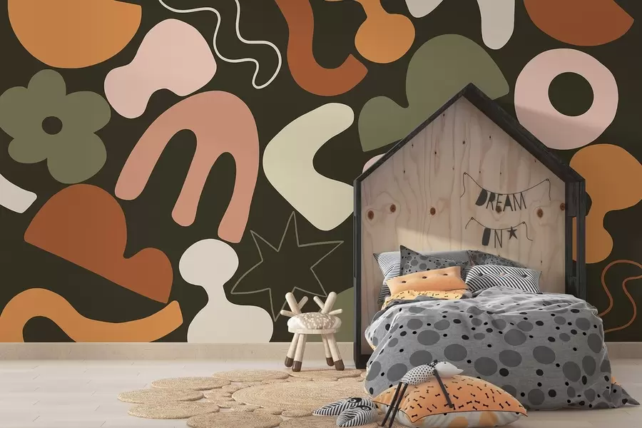 wall murals Геометријске фигуре, малолетник, апстракција, тамнозелена позадина w04067v2