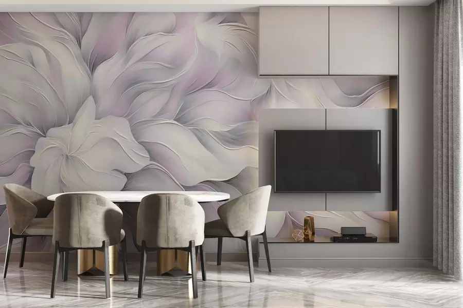 wall murals Апстрактно цвеће у стилу путера у ружичастој боји w04045v1