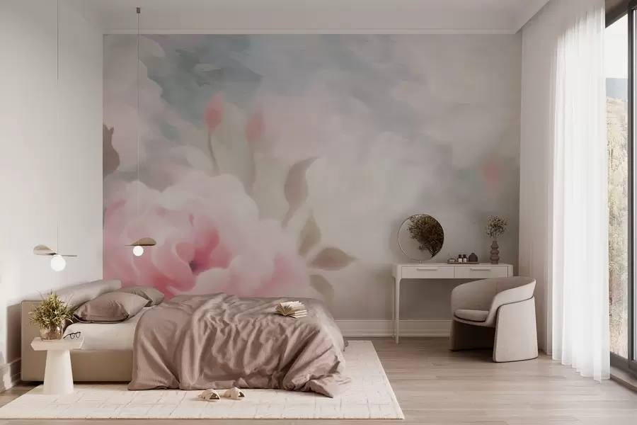 wall murals Цветови божура на замагљеној позадини w04046