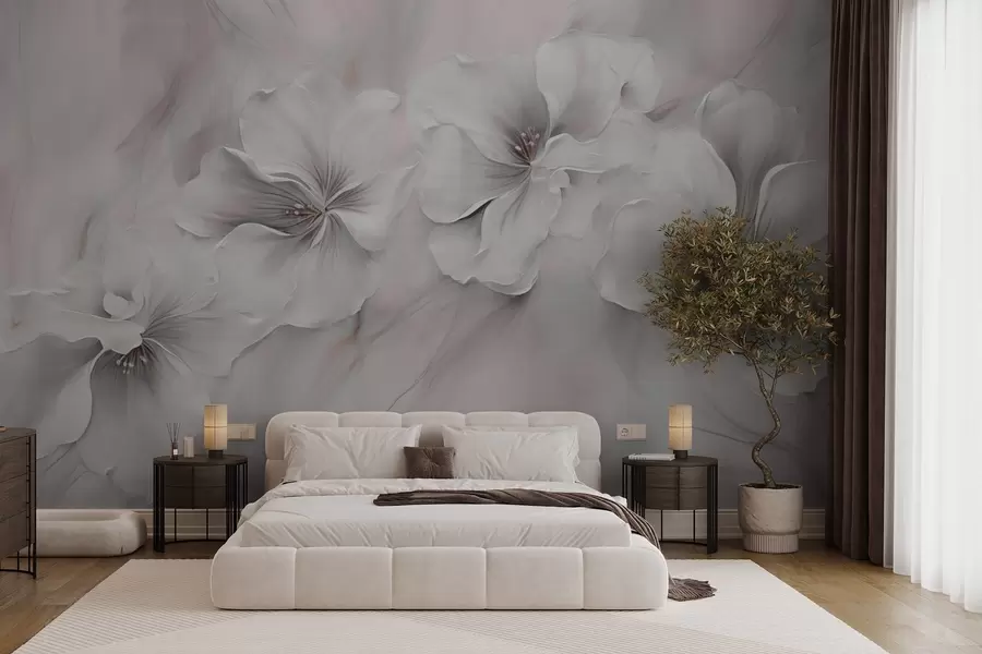 wall murals Уљано сликарство цвећа на ружичастој позадини w04047v1