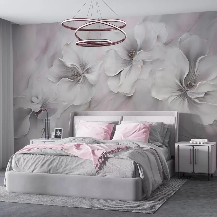 wall murals Уљано сликарство цвећа на ружичастој позадини w04047v1