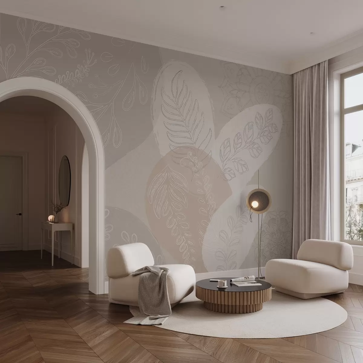 wall murals Ботанички векторски дизајн у бохо стилу w04057