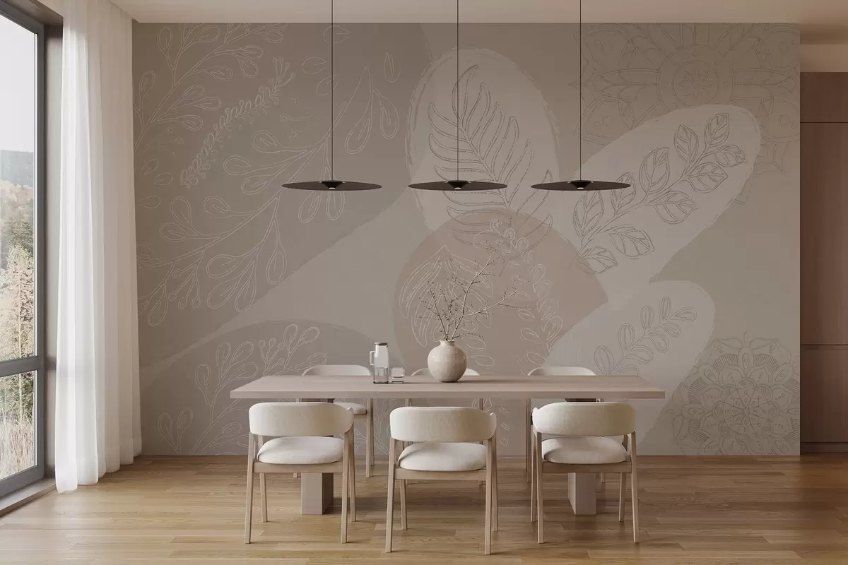 wall murals Ботанички векторски дизајн у бохо стилу w04057
