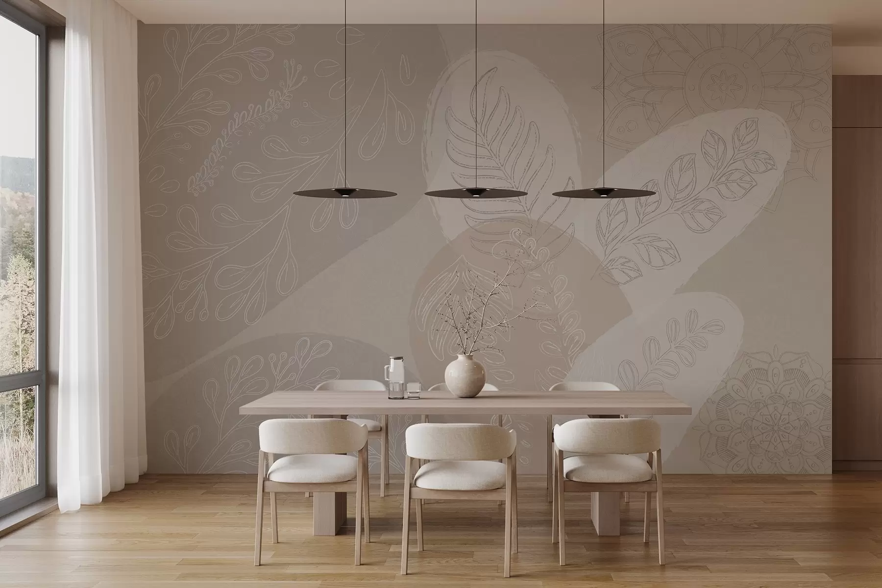 wall murals Ботанички векторски дизајн у бохо стилу w04057