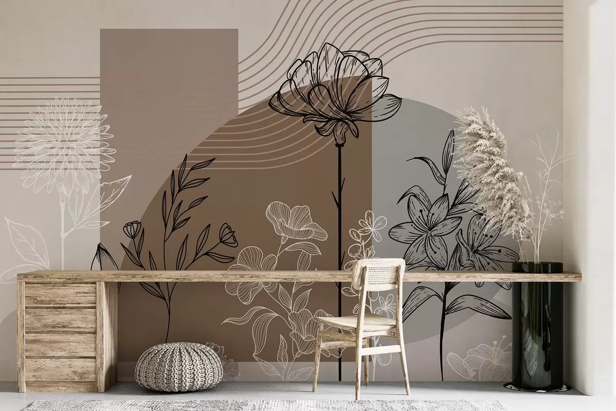 wall murals Бохо цветни обрис w04081