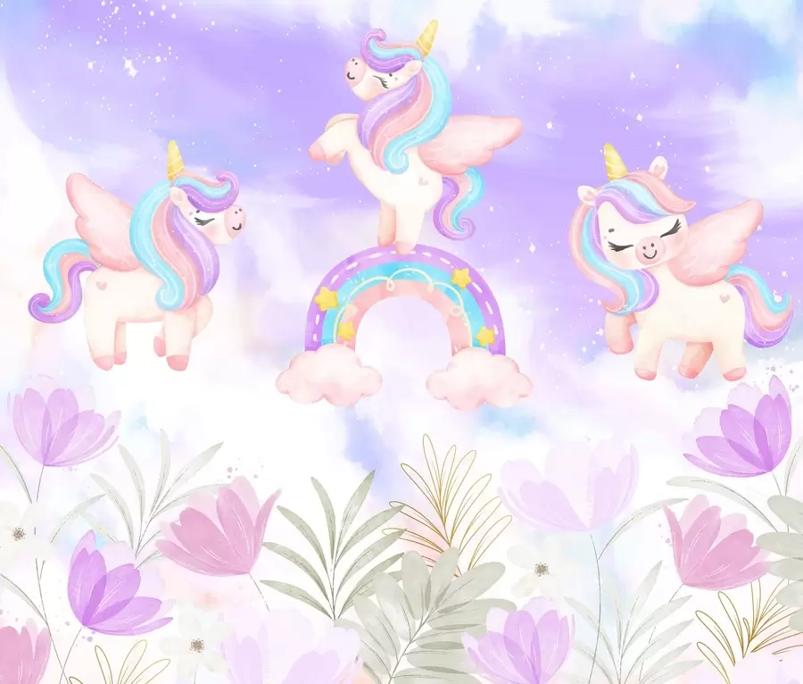 wall murals Једнорози на дуги w04084