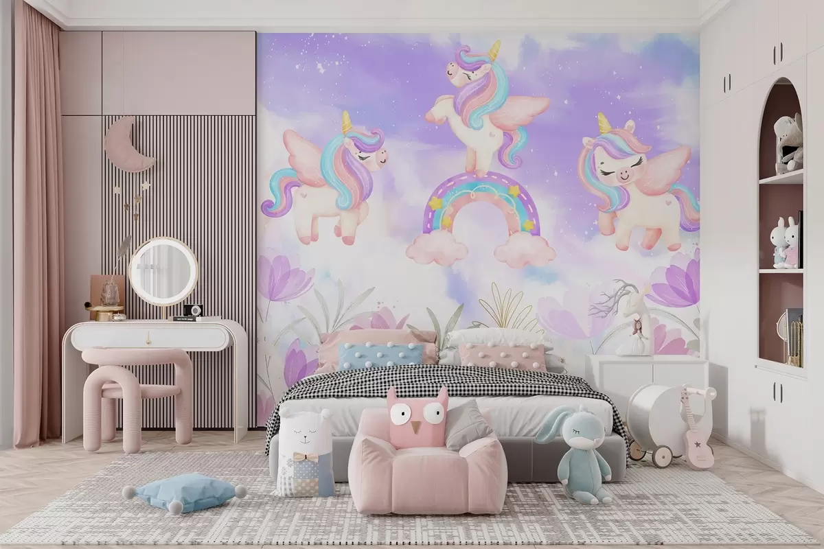 wall murals Једнорози на дуги w04084