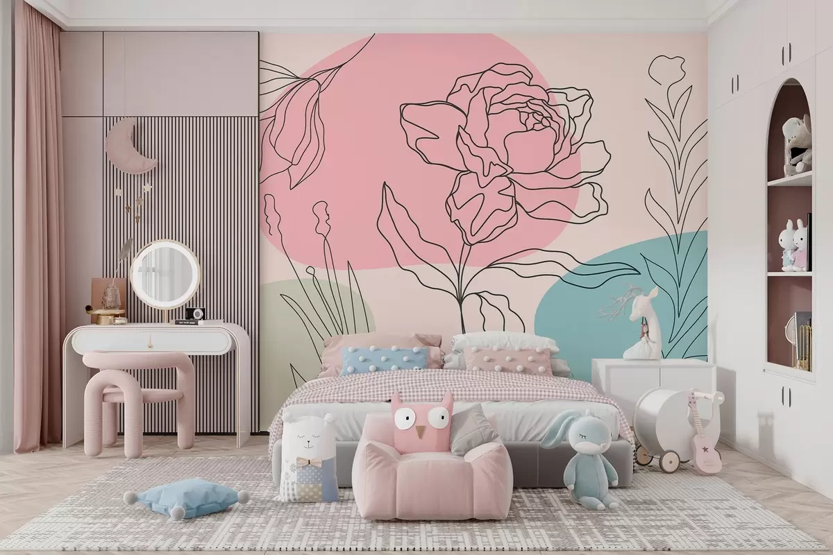 wall murals Нежне линије цвећа w09167