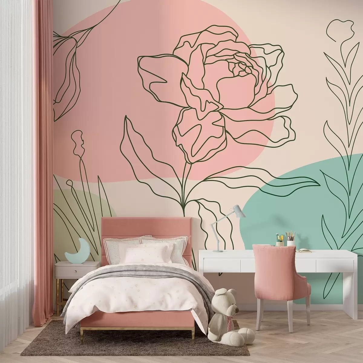 wall murals Нежне линије цвећа w09167v1