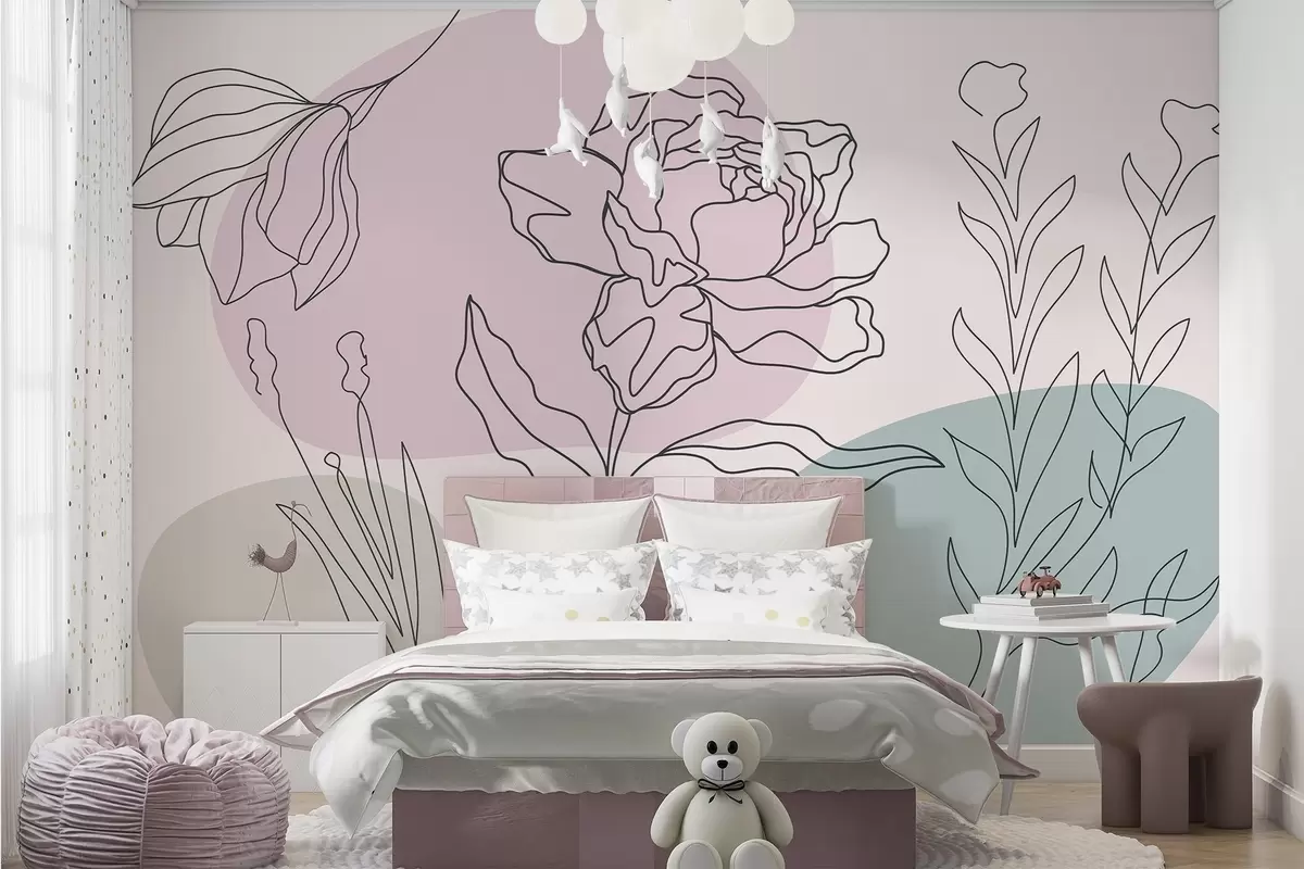 wall murals Нежне линије цвећа w09167v2