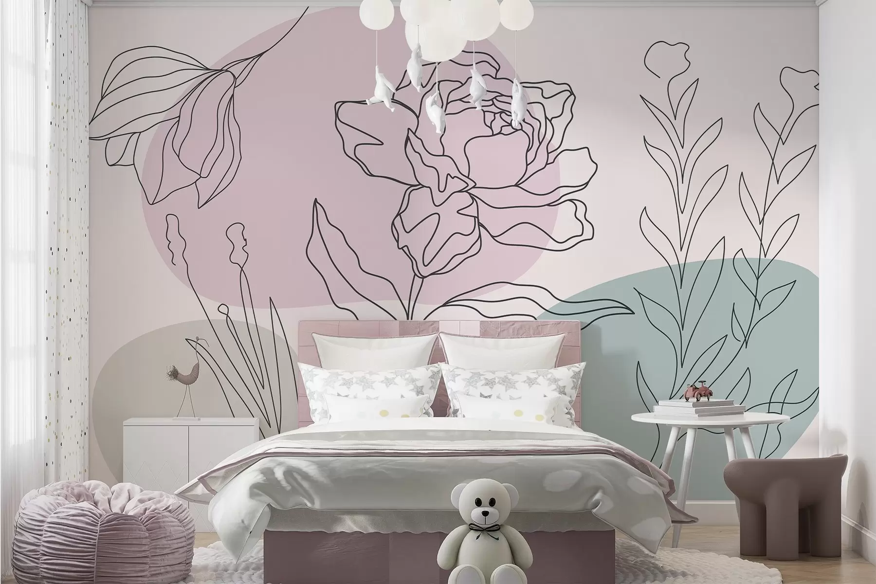 wall murals Нежне линије цвећа w09167v2