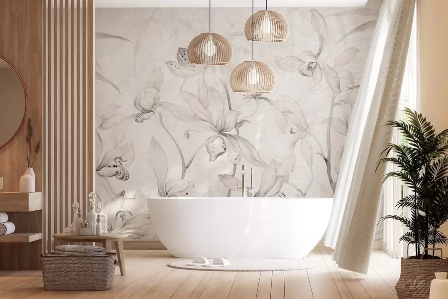 wall murals Дивље орхидеје, нијансе беж w03933v1