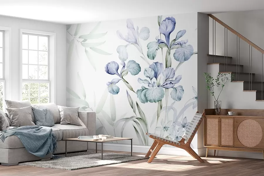 wall murals Нежне имитације ириса у акварелу w03955