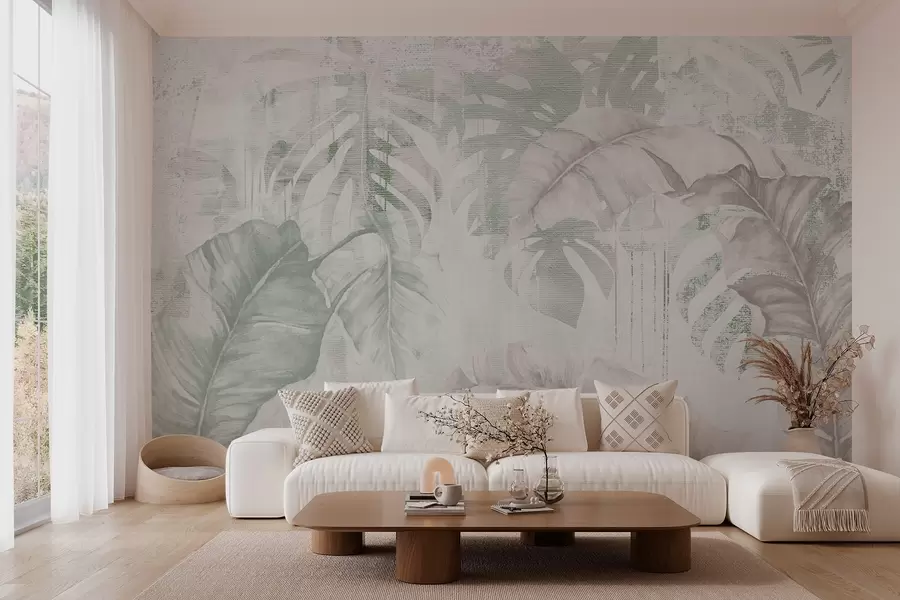 wall murals Тропско лишће у гранџ стилу w03956v2
