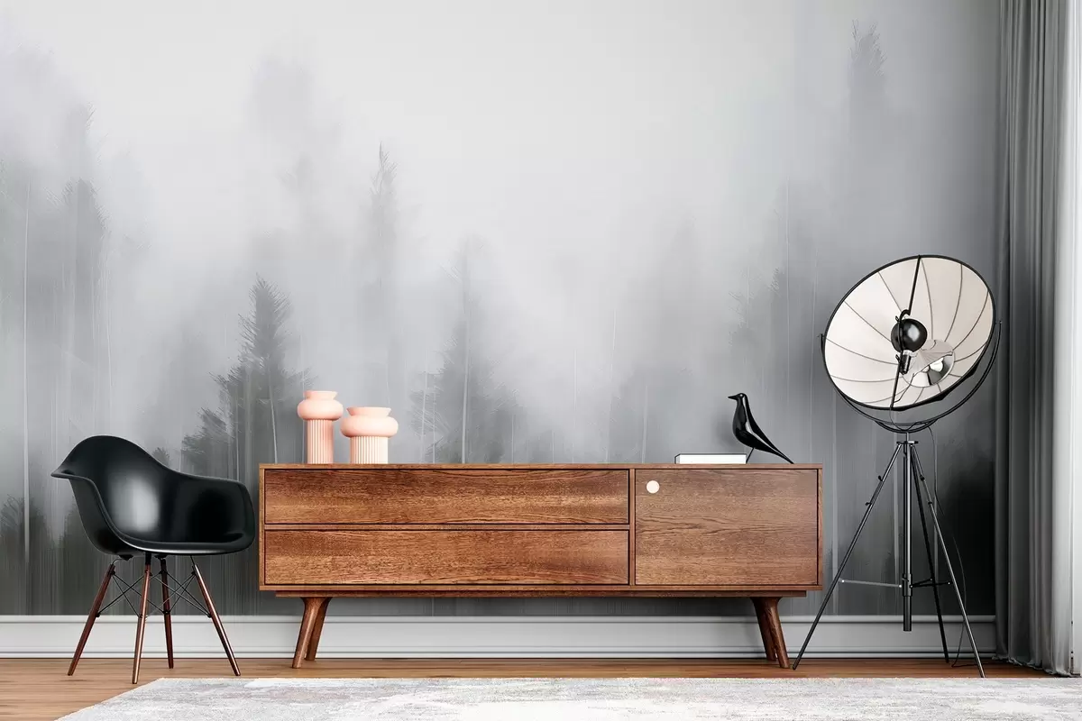 wall murals Сликање имитације четинарске шуме w04104