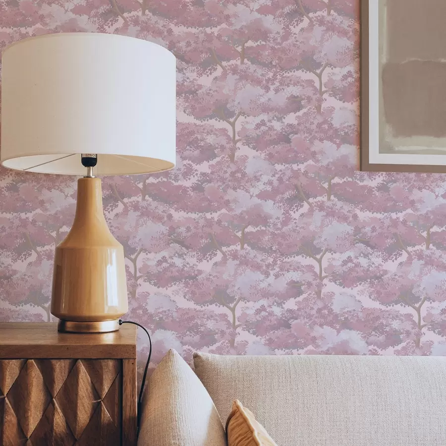 wall murals Дубоко плави пејзаж са дрвећем у ноћним тоновима a00170v4