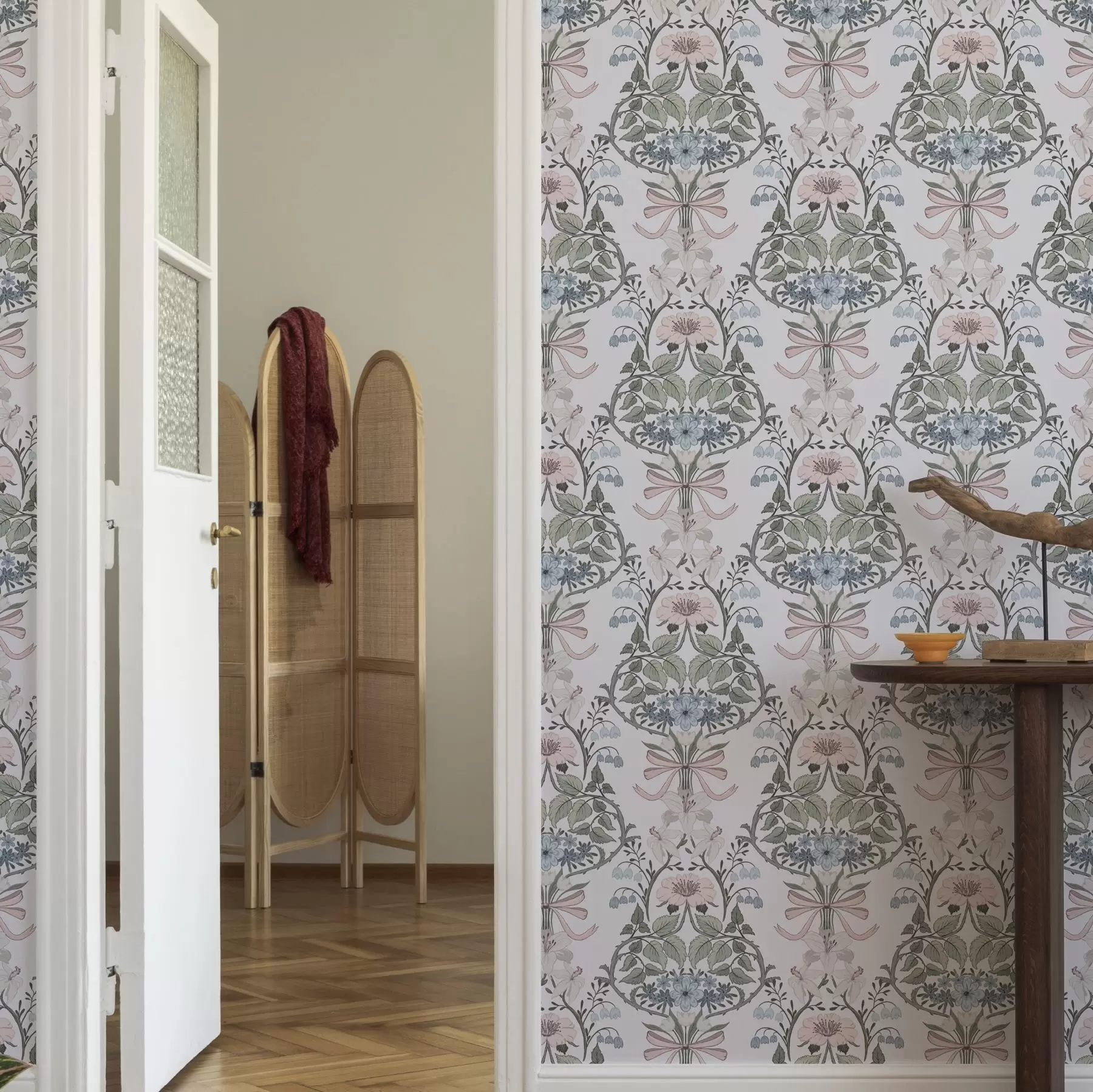 wall murals Ретро цветни узорак са машнама и пупољцима a00174