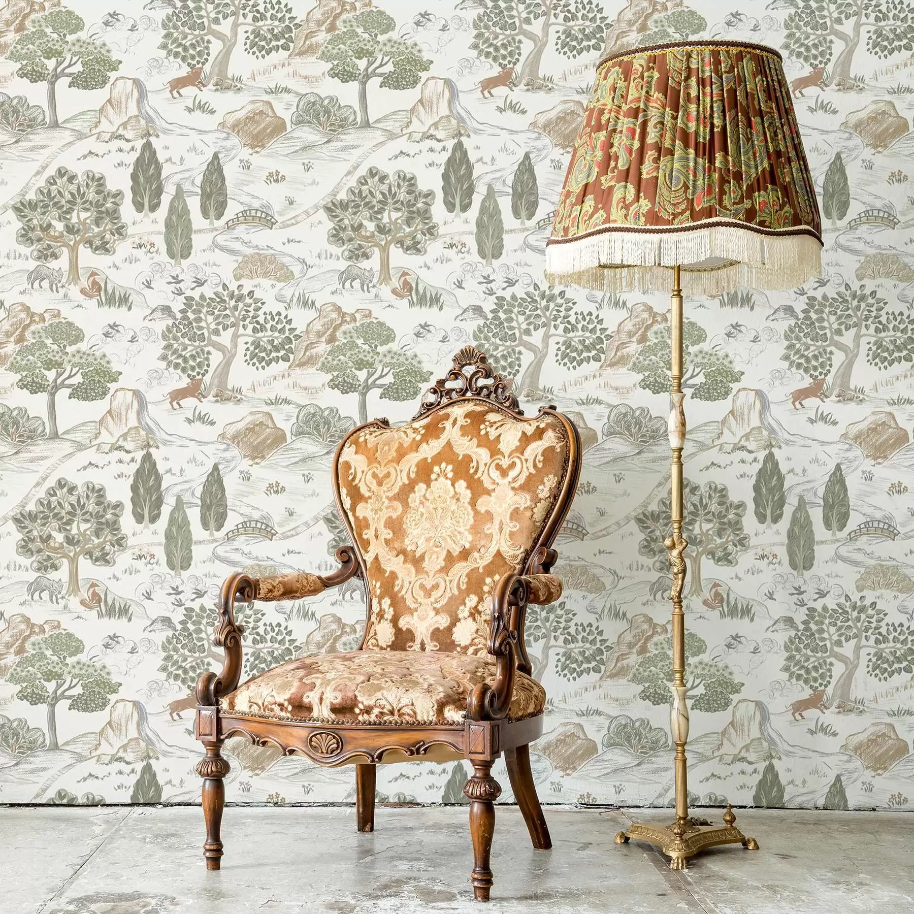 wall murals Бајковита мапа природе са животињама и дрвећем a00177