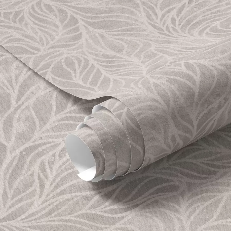 wall murals Беж апстрактна текстура са глатким линијама лишћа a00179