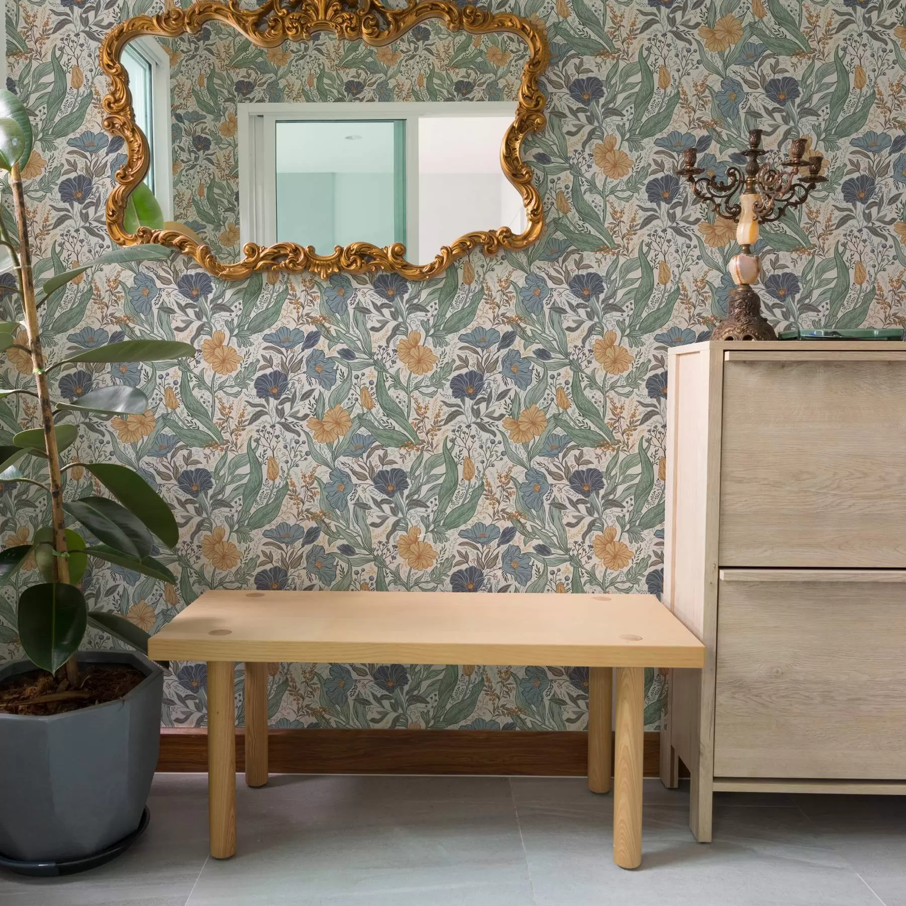 wall murals Ручно цртана илустрација ливадског цвећа у топлим бојама a00180