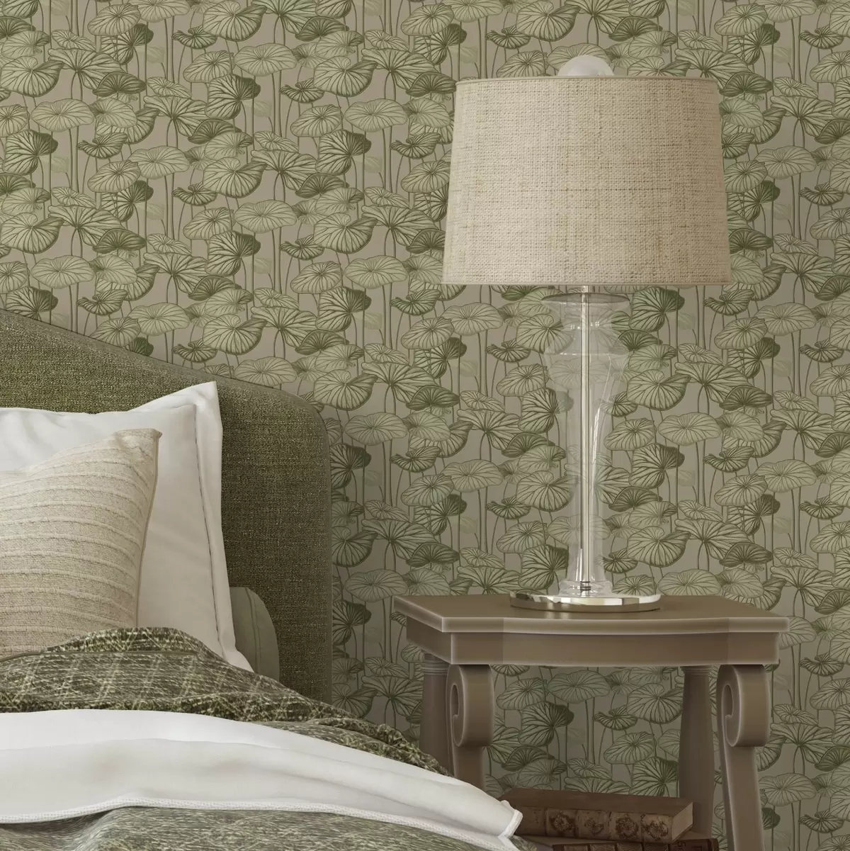 Позадина Графички лотосови листови у ретро стилу на беж позадини a00188